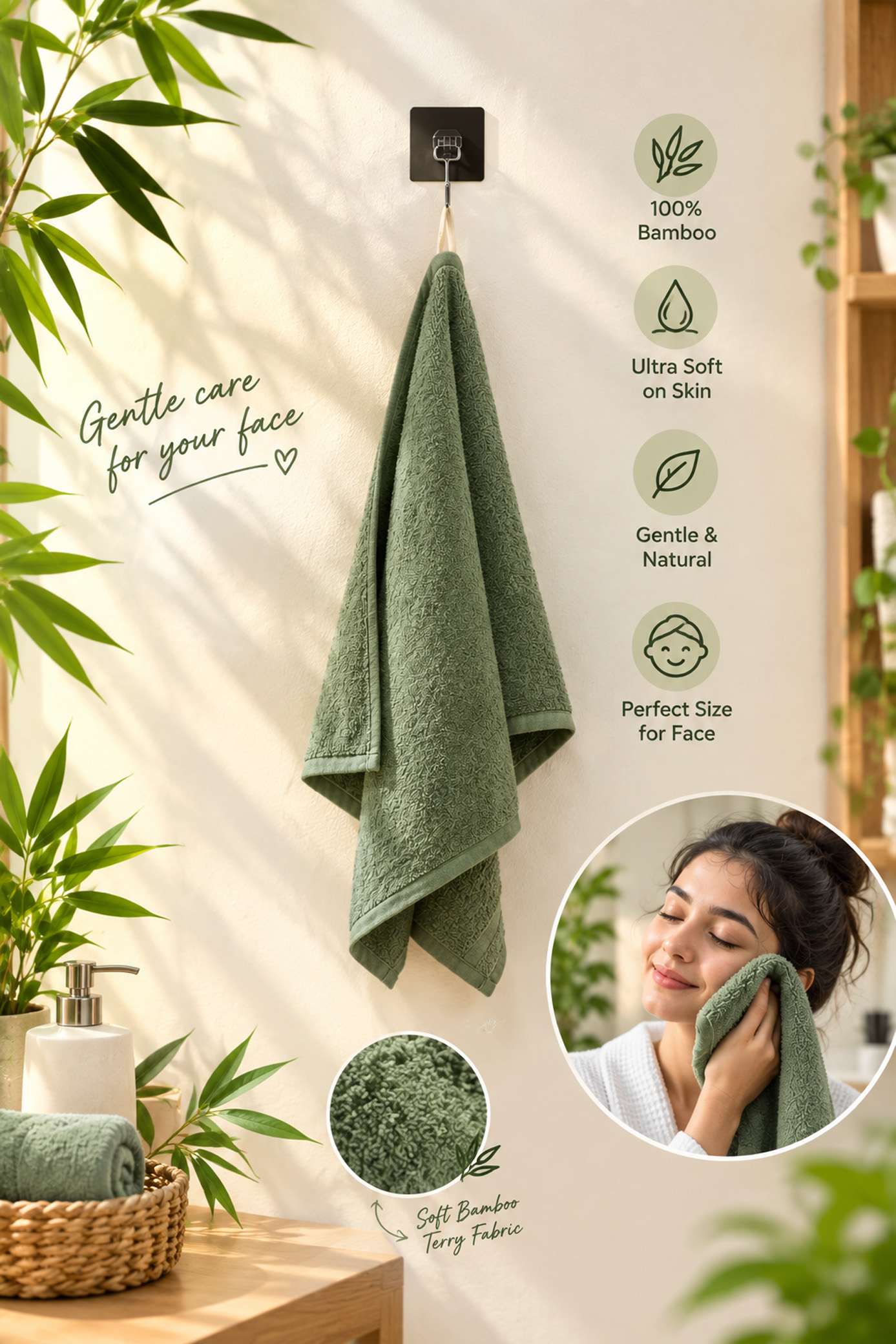 Green Face towel