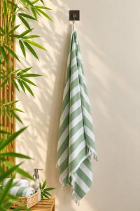 Green Striped Bath towel
