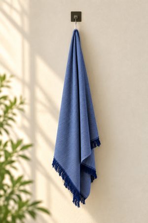 Blue Solid Bath towel