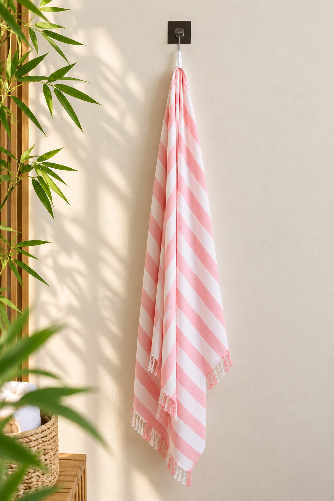 Pink Striped Bath towel